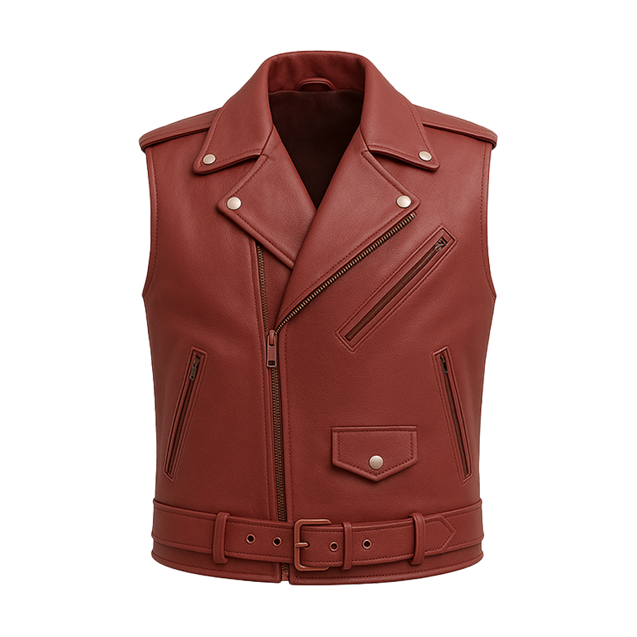 Thunderbrand - Men's Moto Style Leather Vest