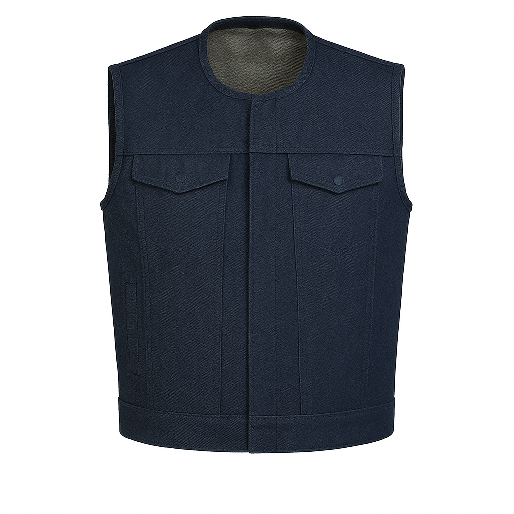 PR-306 Midnight Forge – Men's Motorcycle Denim Vest