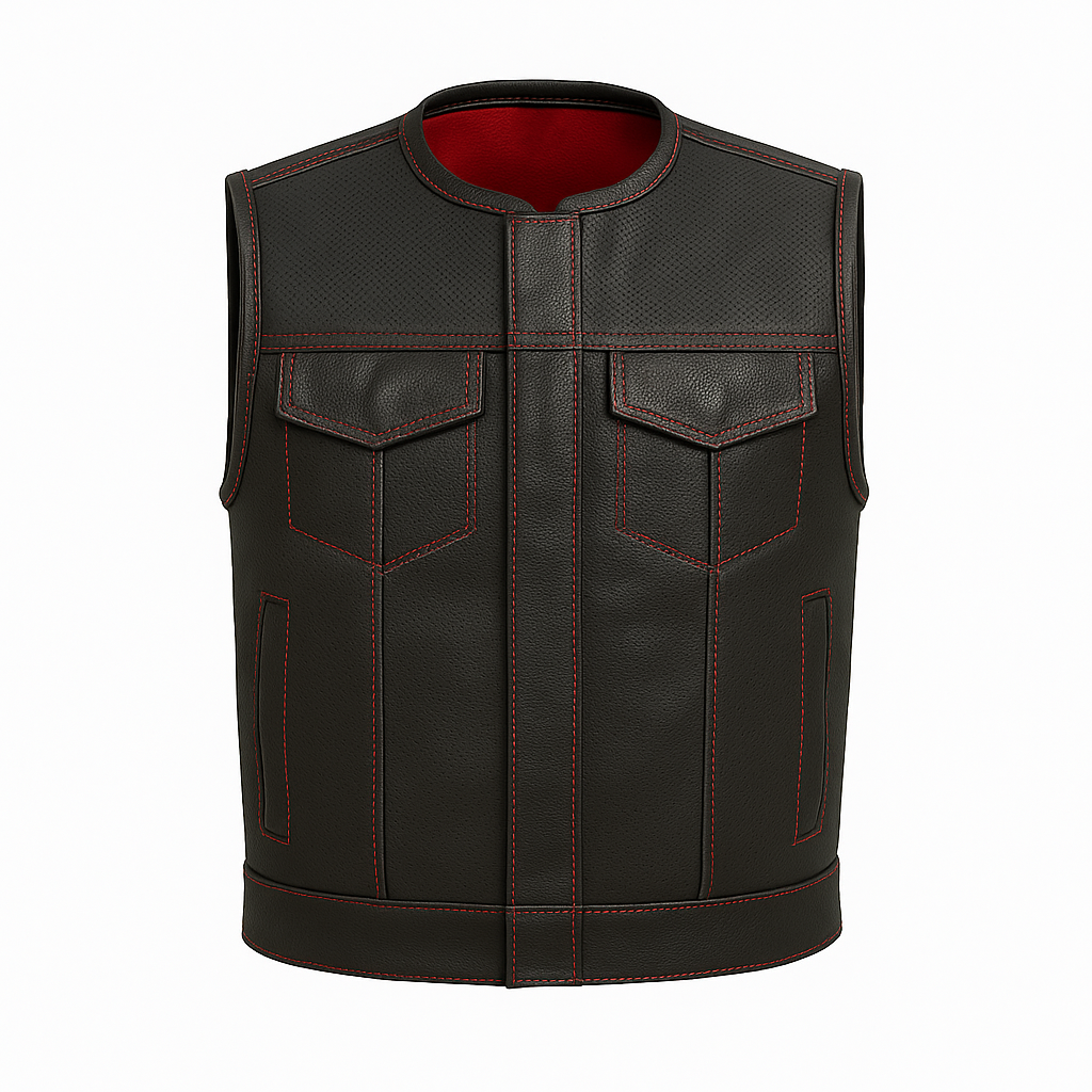 Nightwolf - Men's Motorcycle Perforated Leather Vest