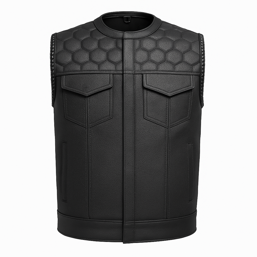 Darkcell - Perforated Men's Club Style Leather Vest
