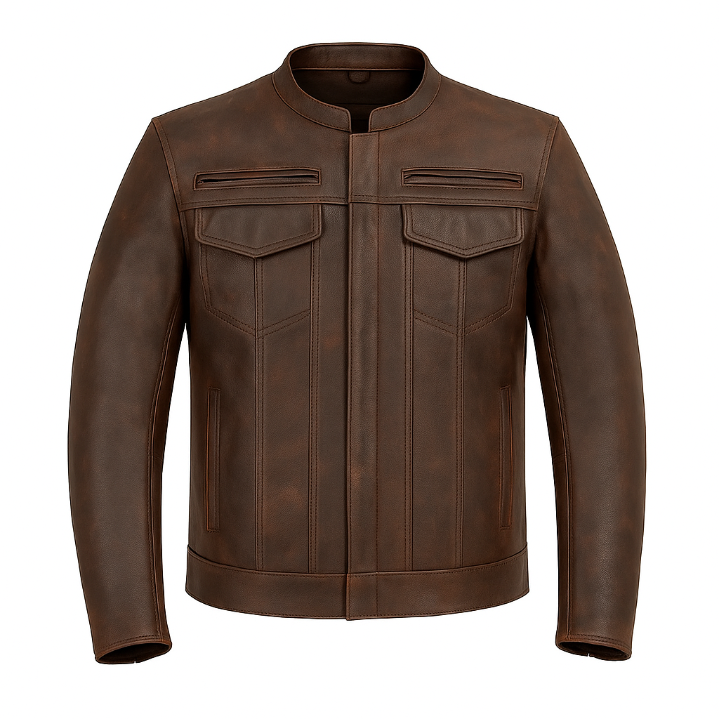 PR-225 Stealth Commander Man's Motorcycle Leather Jacket
