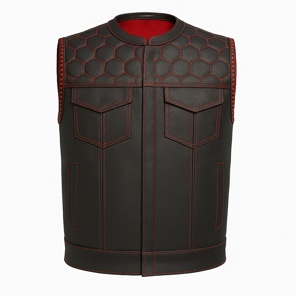 Darkcell - Perforated Men's Club Style Leather Vest
