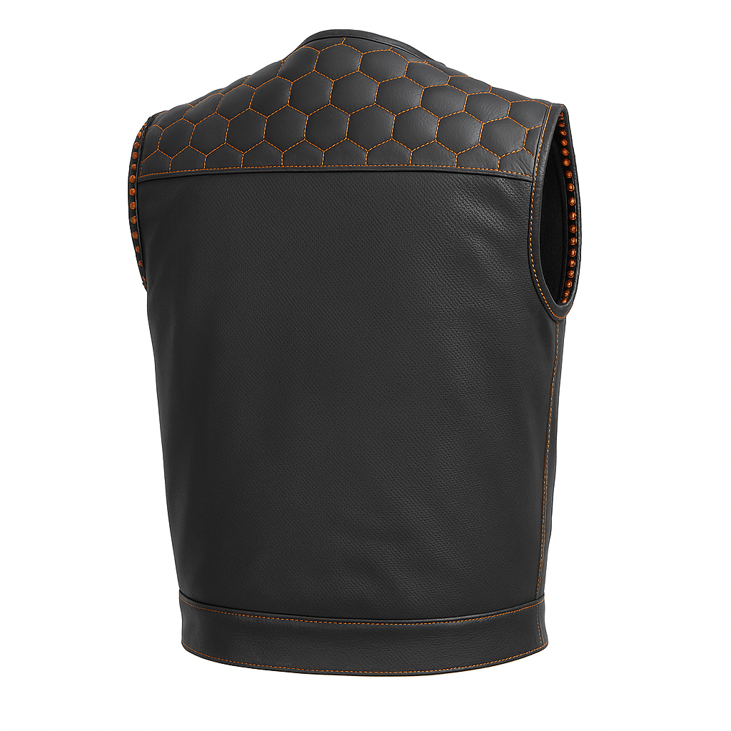 Darkcell - Perforated Men's Club Style Leather Vest