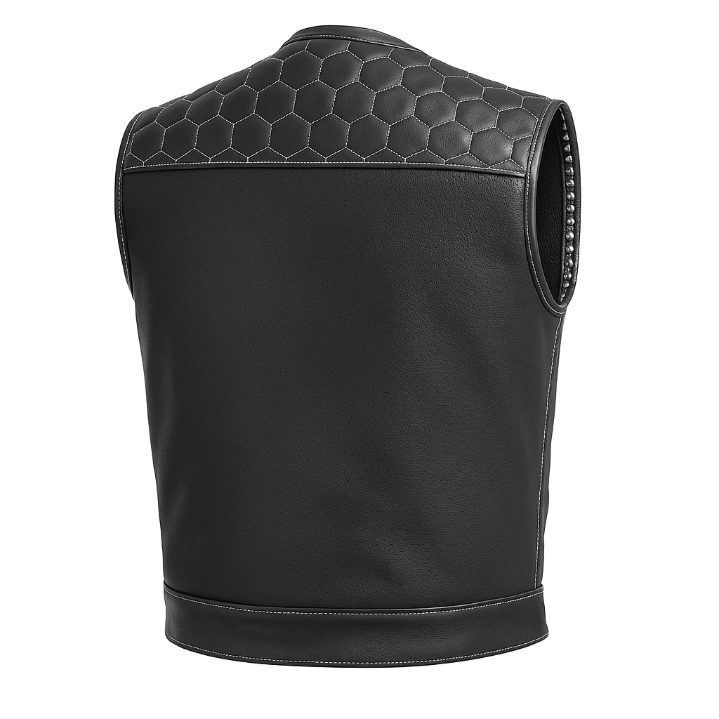 Darkcell - Perforated Men's Club Style Leather Vest