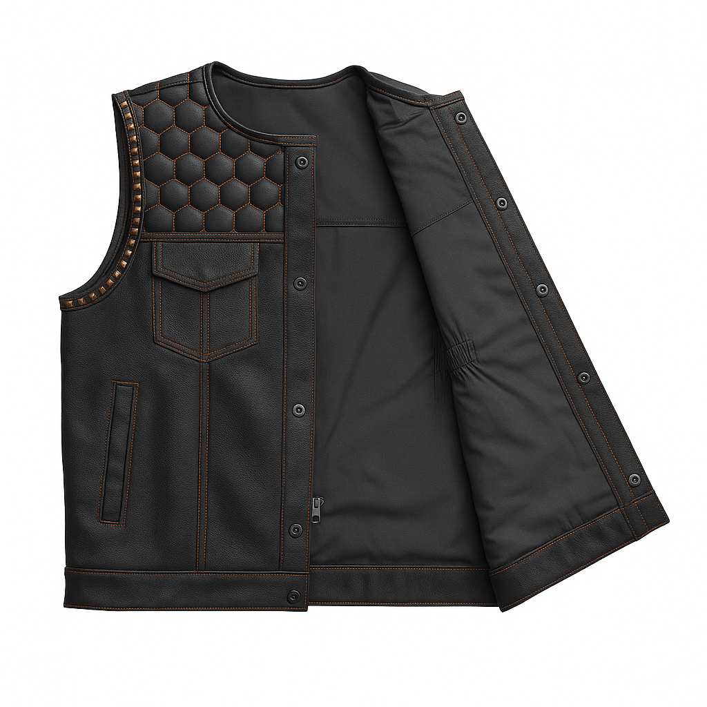 Darkcell - Perforated Men's Club Style Leather Vest