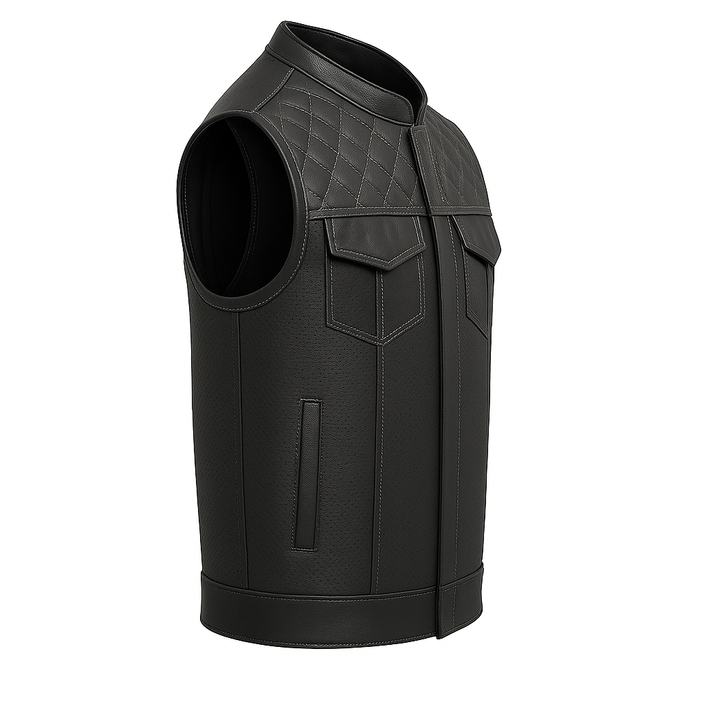 Ravencrest – Men’s Club Style Perforated Leather Vest
