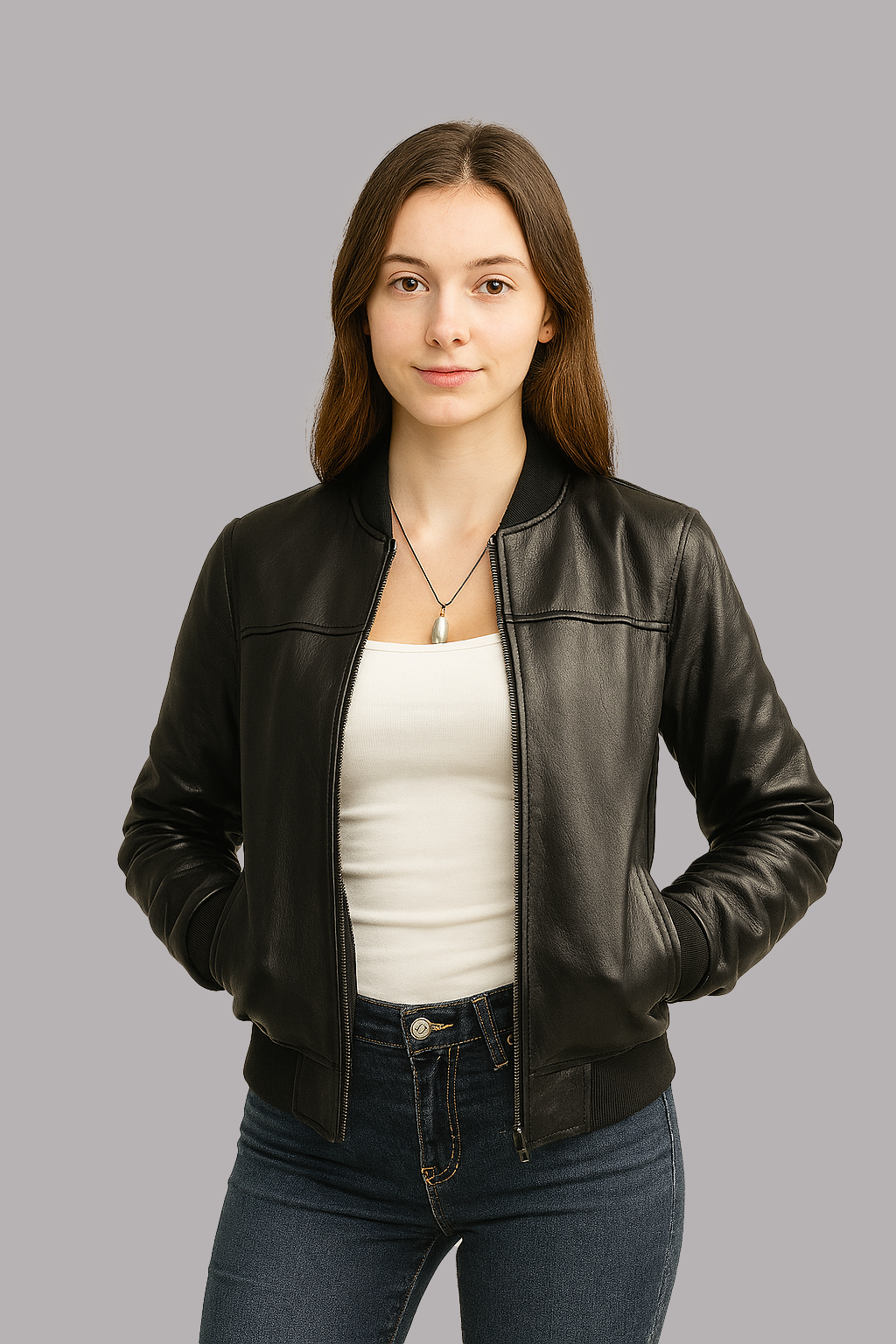 Aeryn Jet Bomber Women's Fashion Leather Jacket