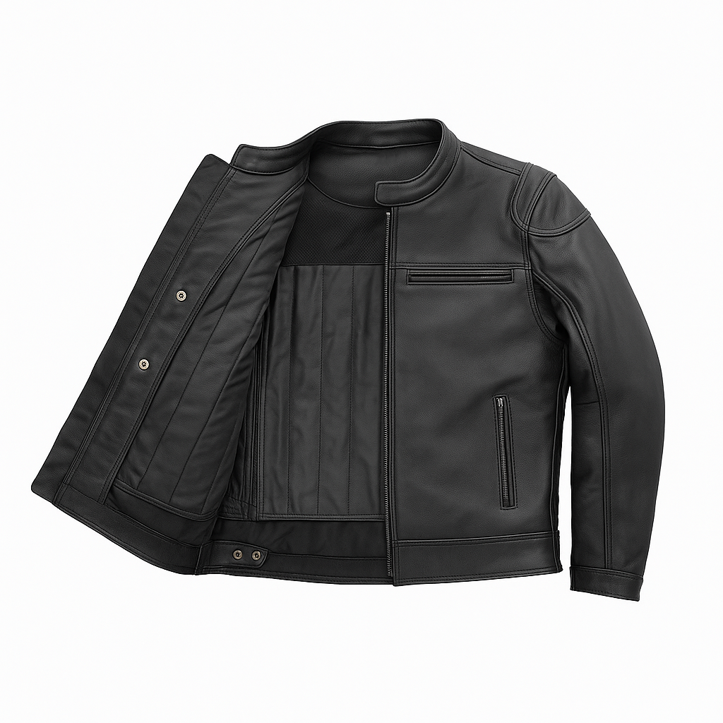 PR-232 Black Rampage Man's Moto Leather Jacket
