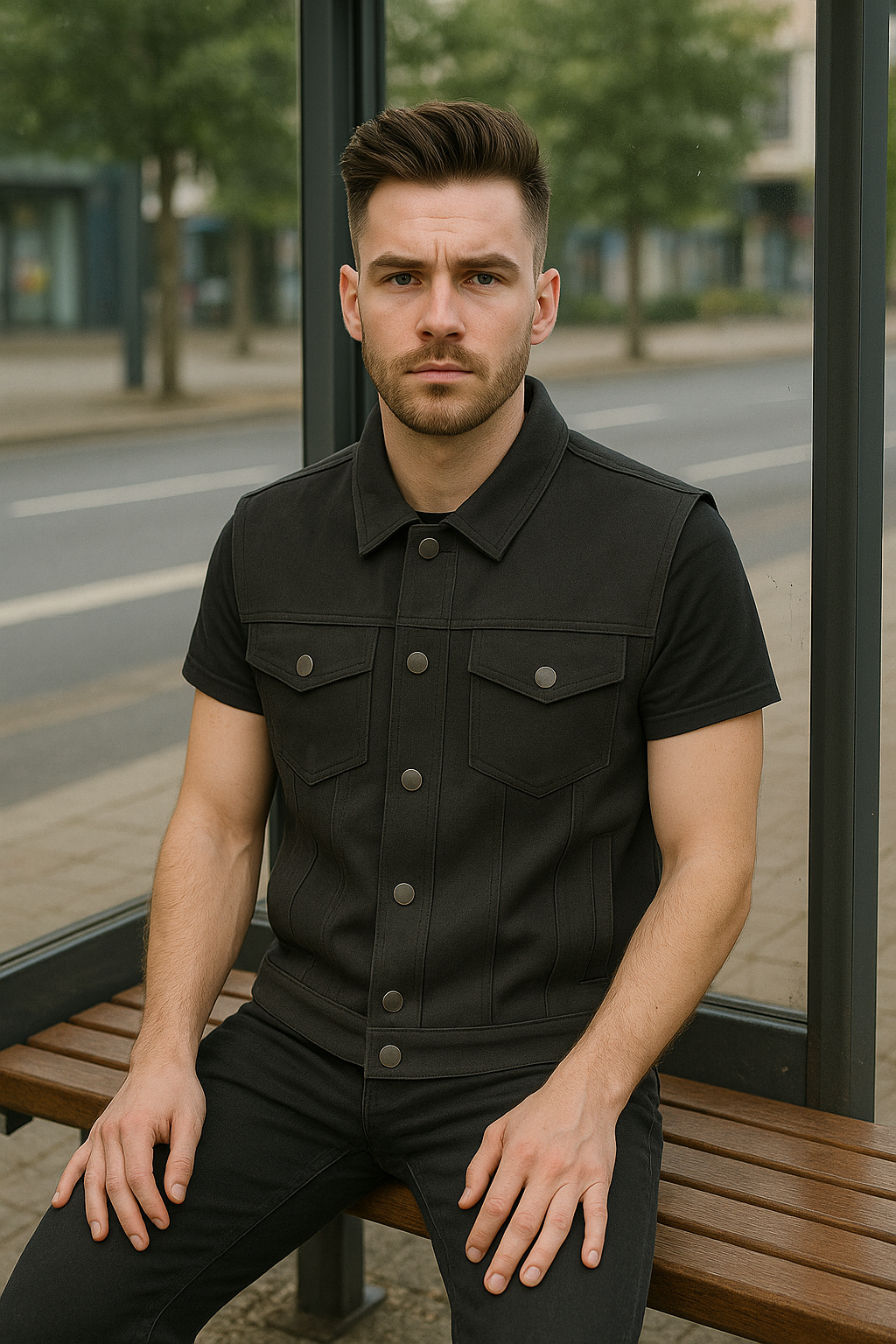 PR-313 Ashmark – Men's Motorcycle Denim Vest