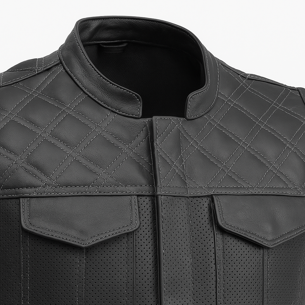 Ravencrest – Men’s Club Style Perforated Leather Vest