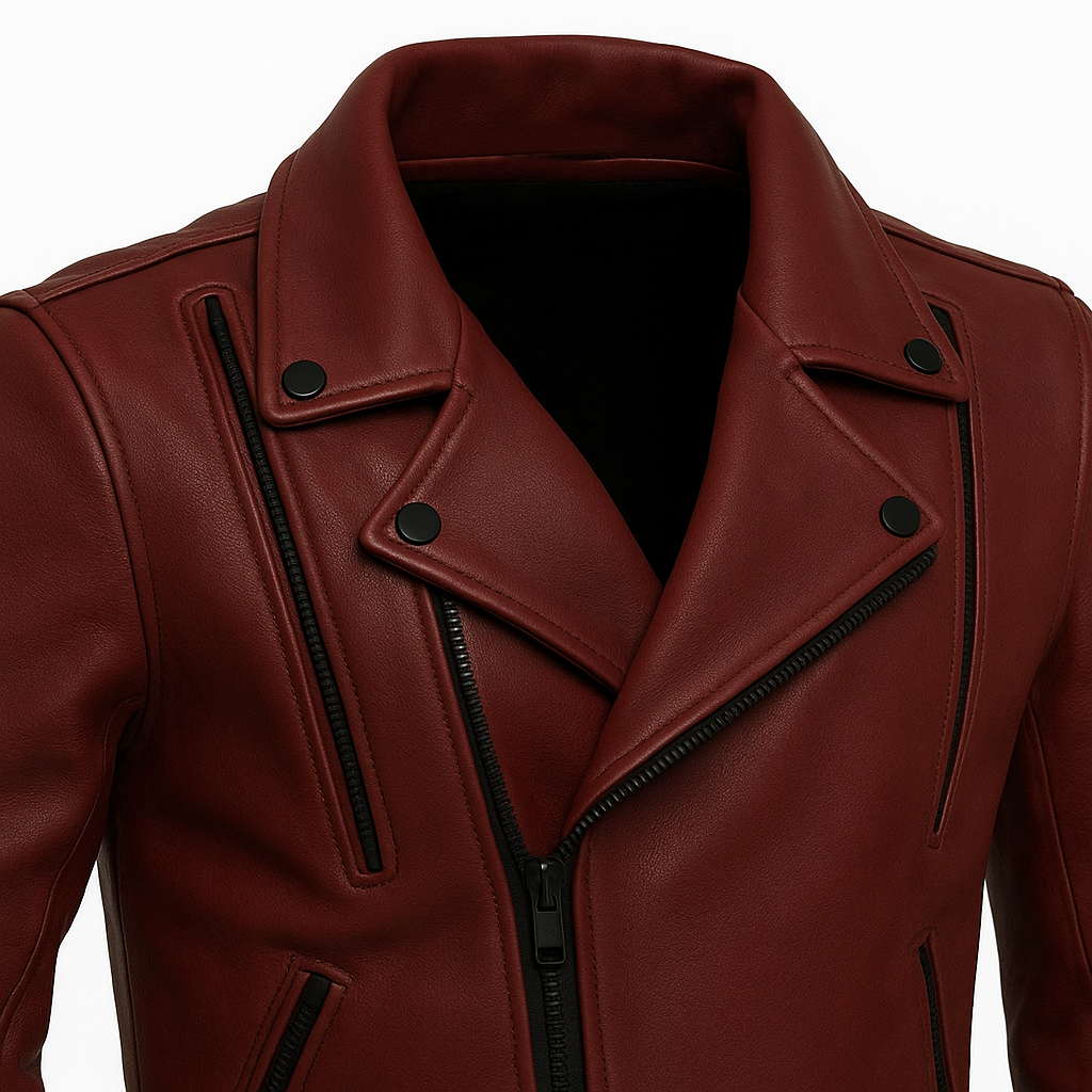 PR-221 Scarlet Steel Man's Motorcycle Leather Jacket