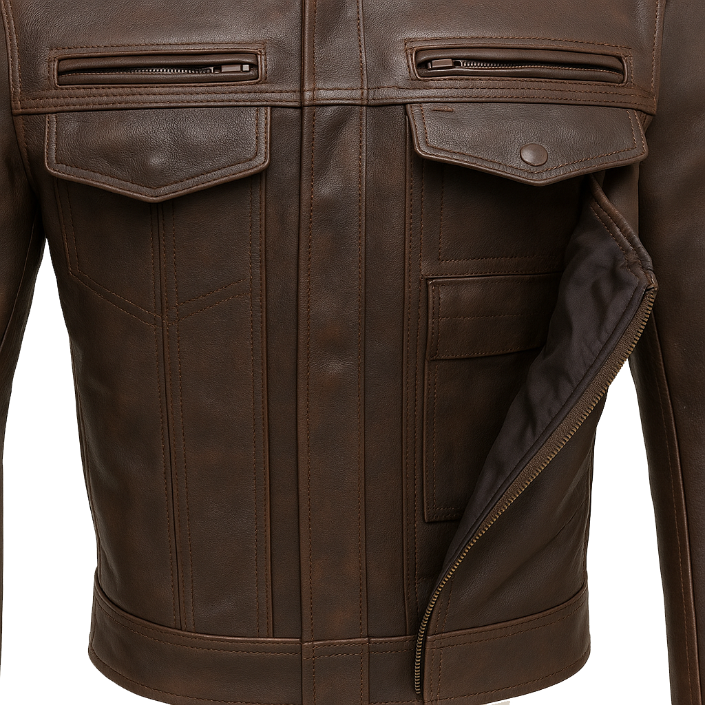PR-225 Stealth Commander Man's Motorcycle Leather Jacket