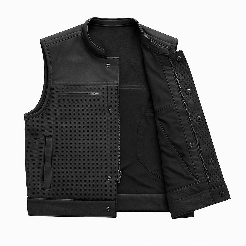 Voidrunner - Men's Motorcycle Perforated Leather Vest