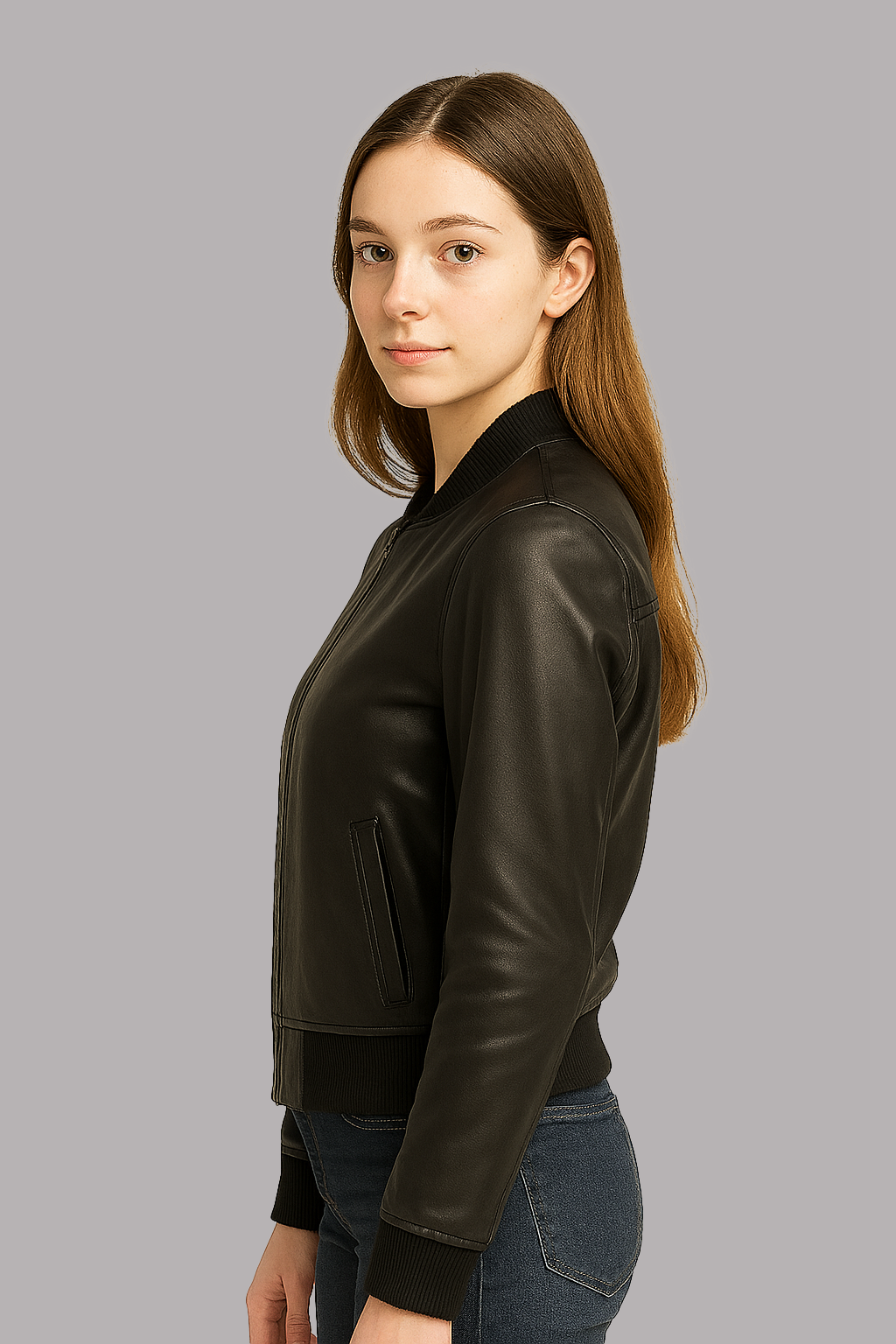 Aeryn Jet Bomber Women's Fashion Leather Jacket