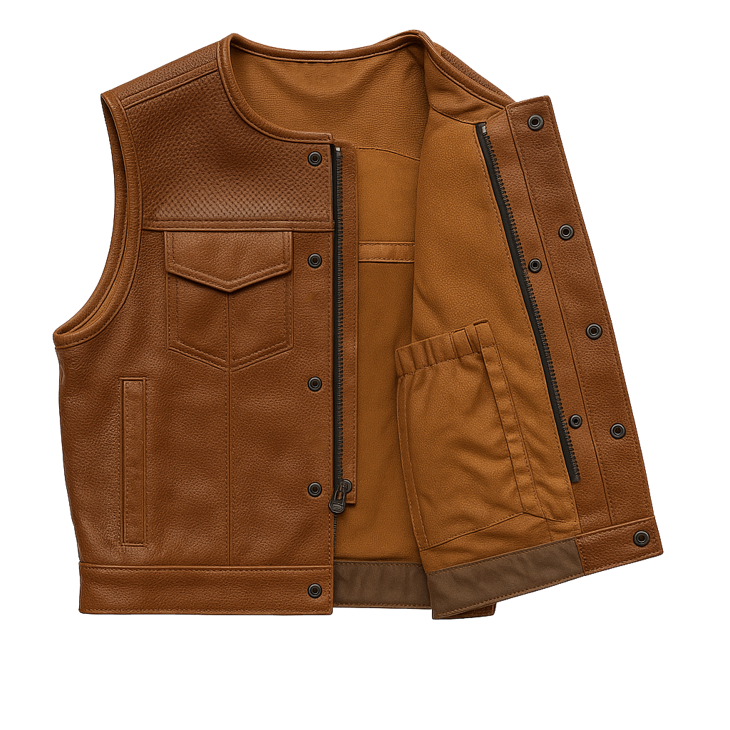 Nightwolf - Men's Motorcycle Perforated Leather Vest