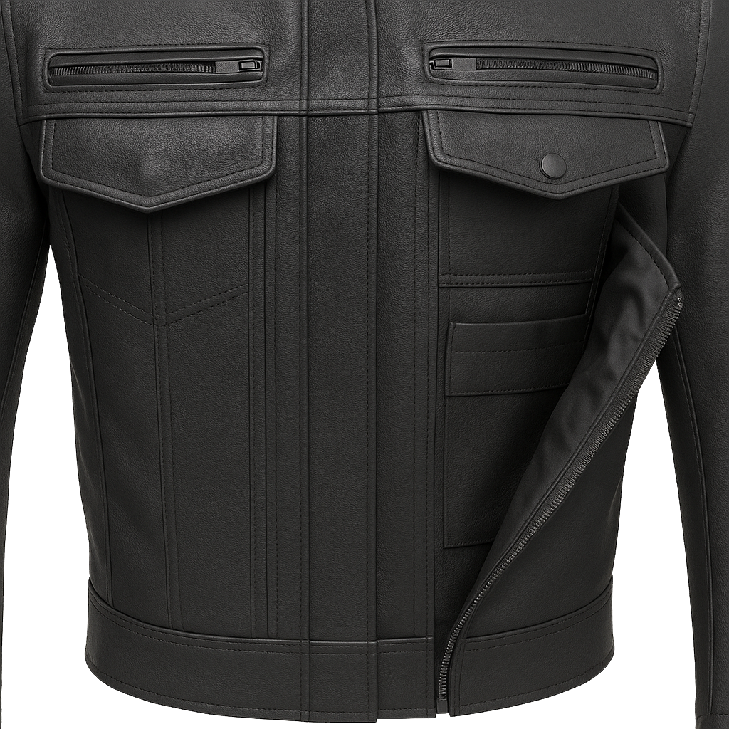 PR-225 Stealth Commander Man's Motorcycle Leather Jacket