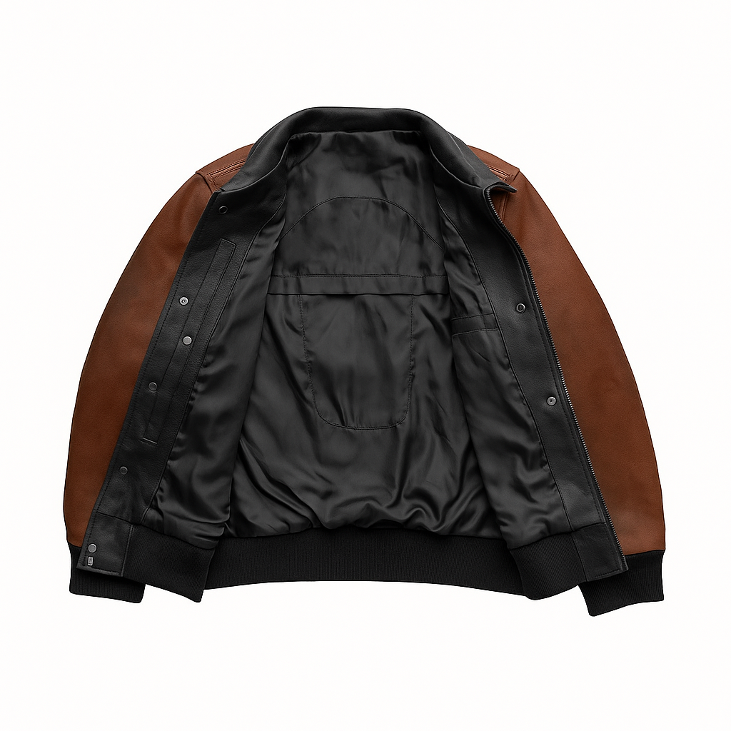 PR-219 Blaze Bomber Two Tone Man's Motorcycle Leather Jacket