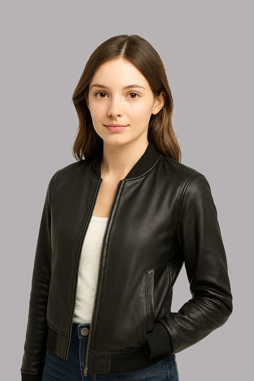 Aeryn Jet Bomber Women's Fashion Leather Jacket