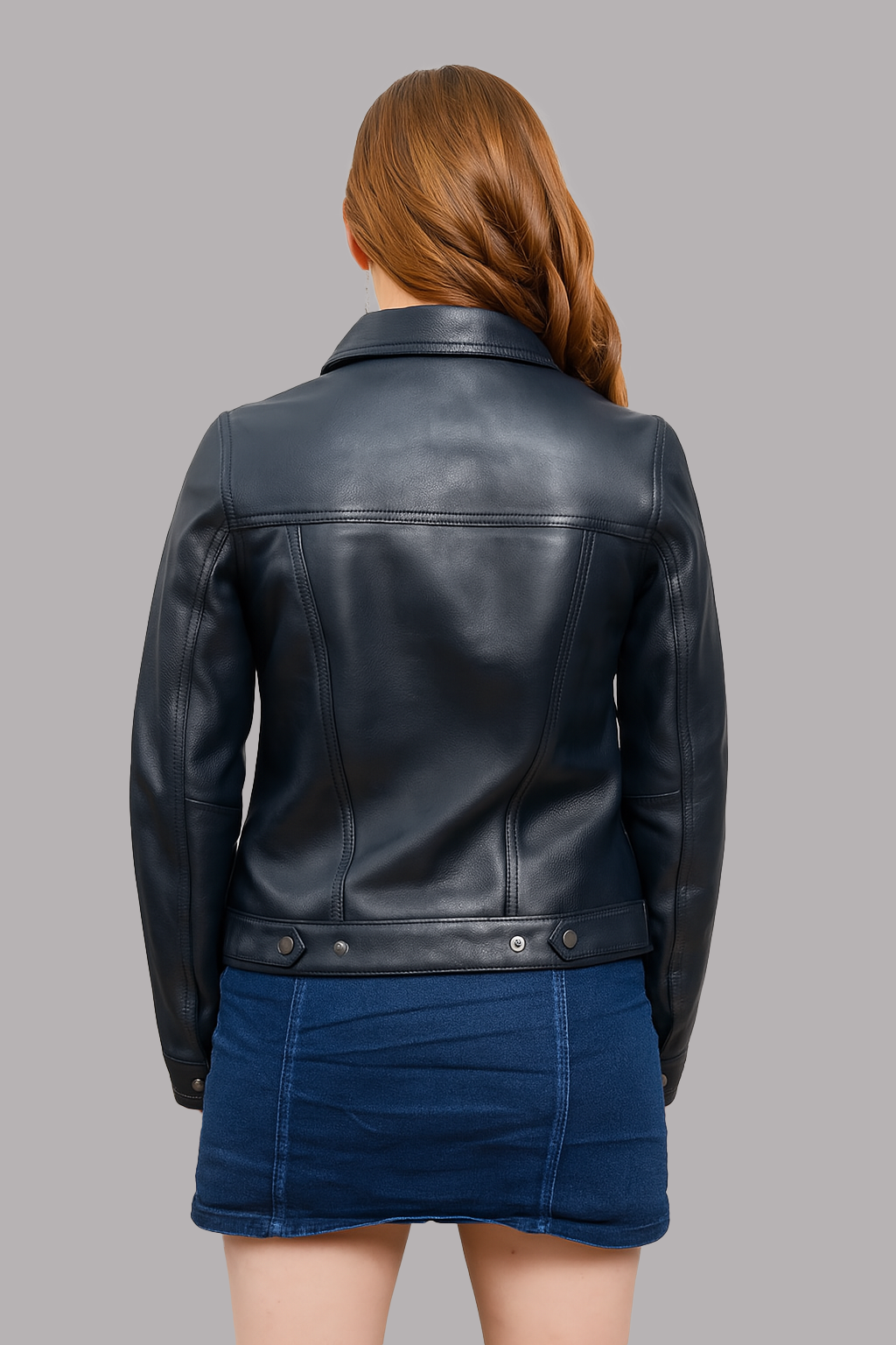 Indira Blue Women's Fashion Leather Jacket