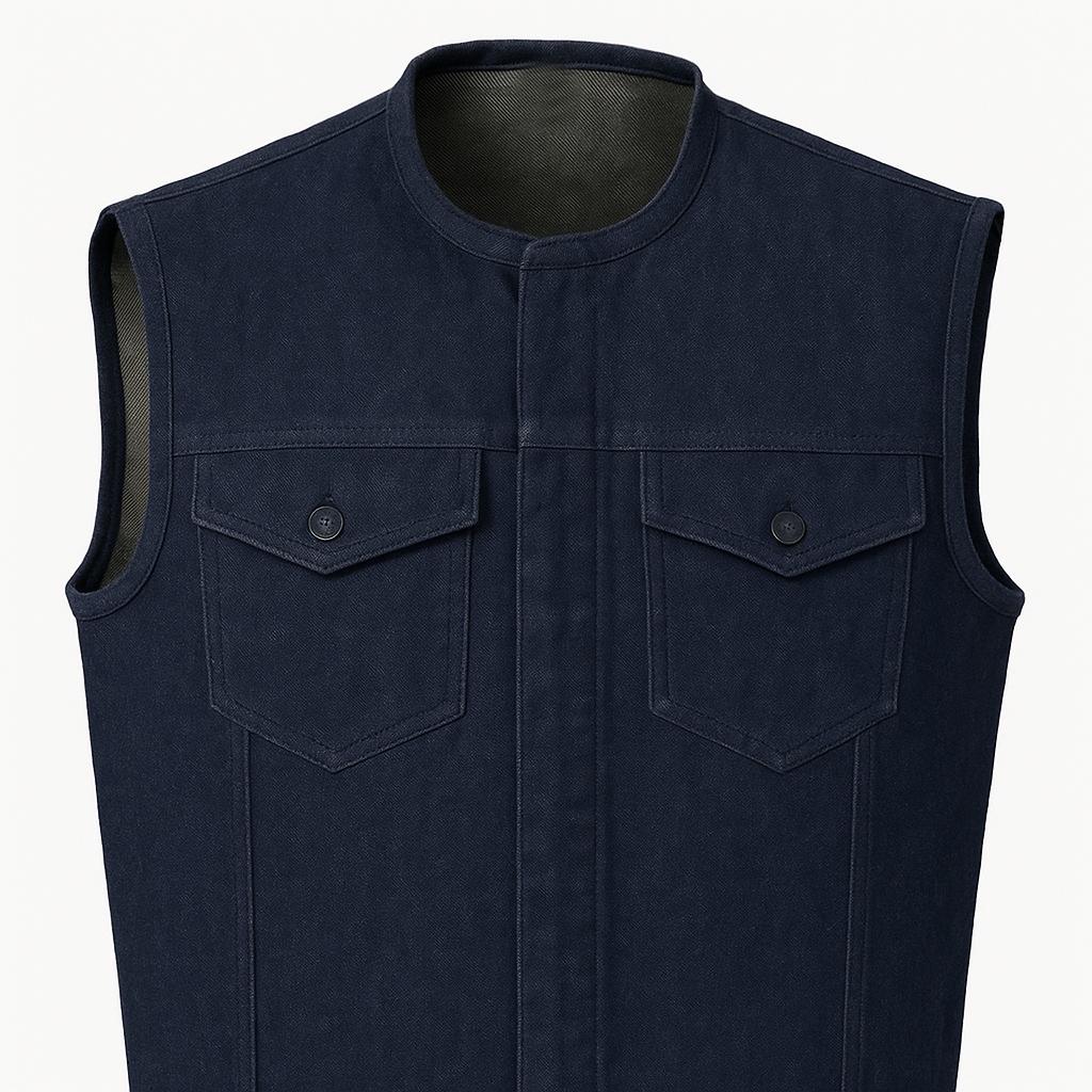 PR-306 Midnight Forge – Men's Motorcycle Denim Vest