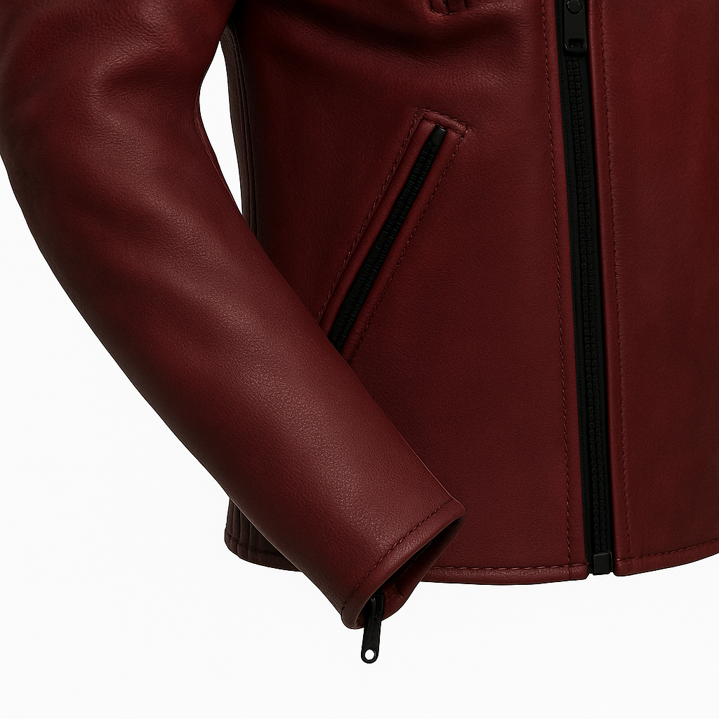 PR-221 Scarlet Steel Man's Motorcycle Leather Jacket