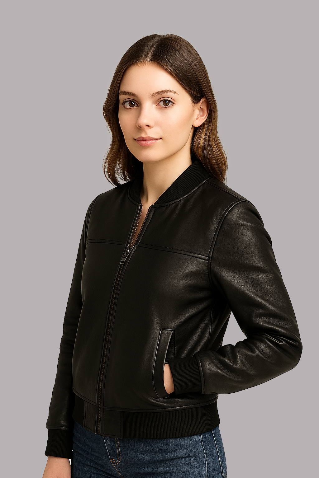 Aeryn Jet Bomber Women's Fashion Leather Jacket