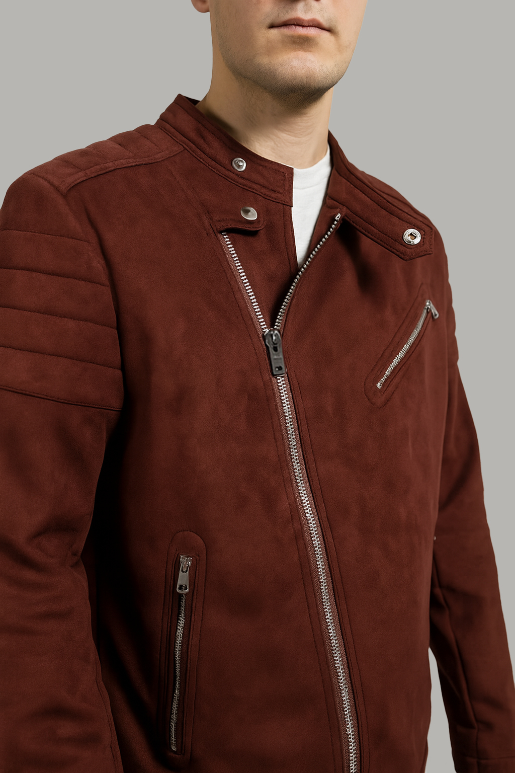 Burgundy Bolt Men Leather Jacket
