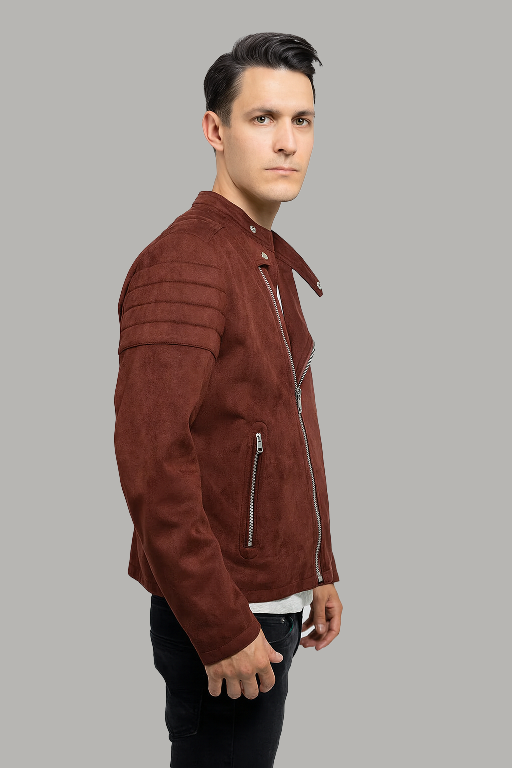 Burgundy Bolt Men Leather Jacket