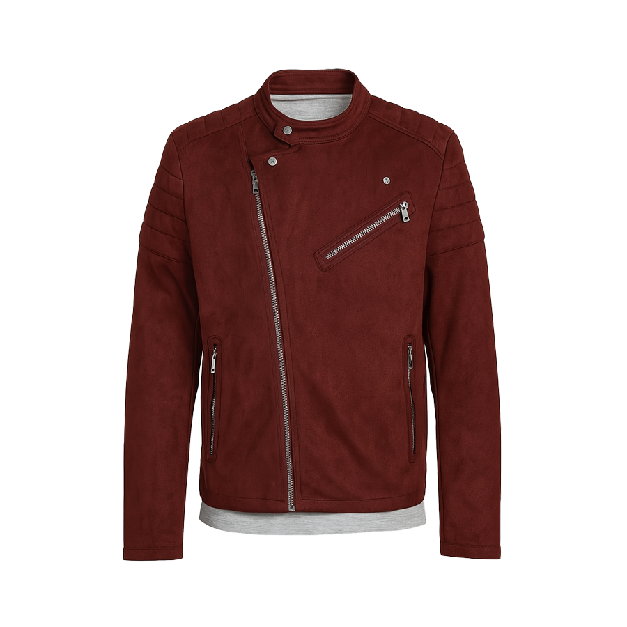 Burgundy Bolt Men Leather Jacket