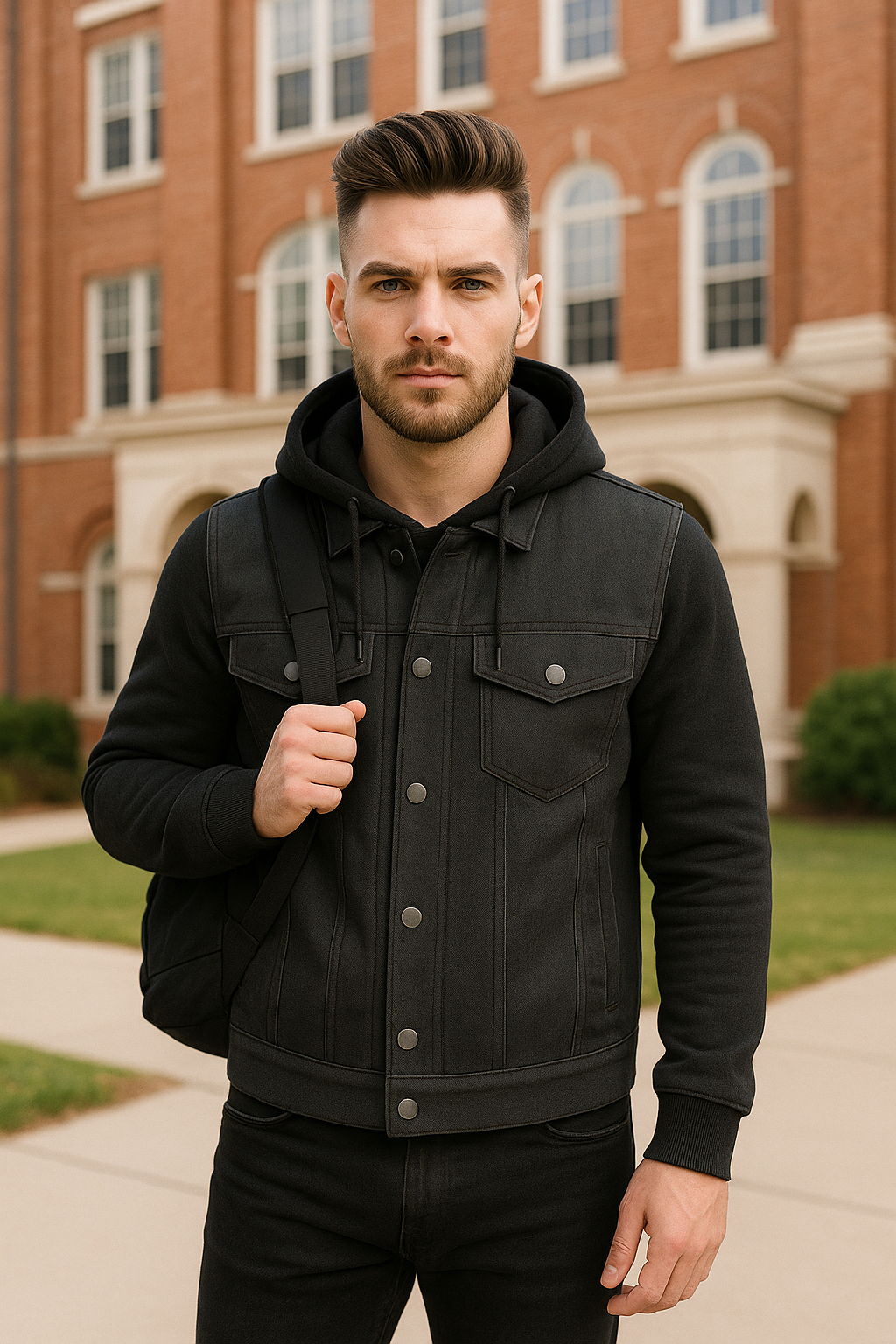 PR-312 Ashmark – Men's Motorcycle Denim Vest & Hoodie