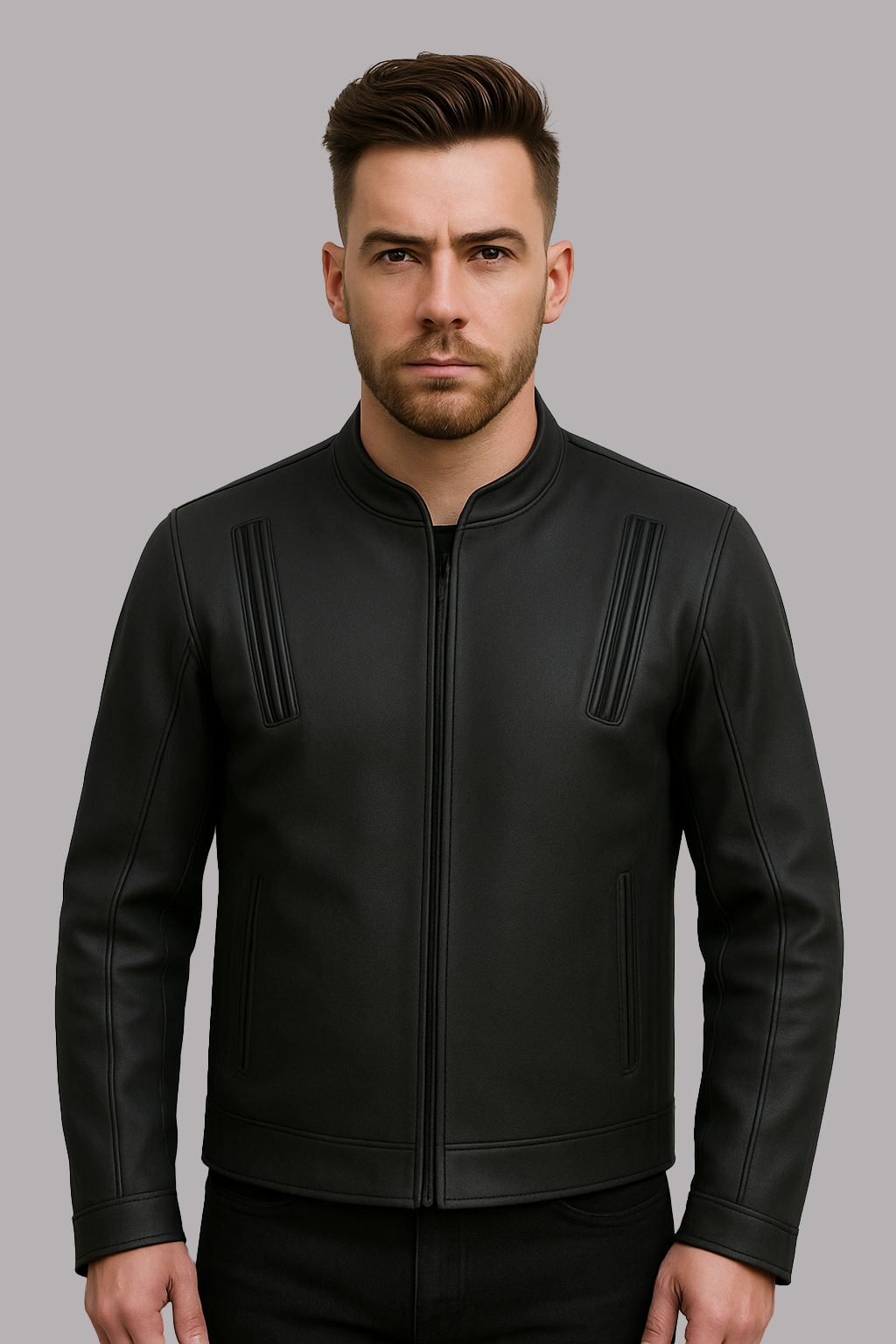PR-224 Nightshade Edge Man's Motorcycle Leather Jacket