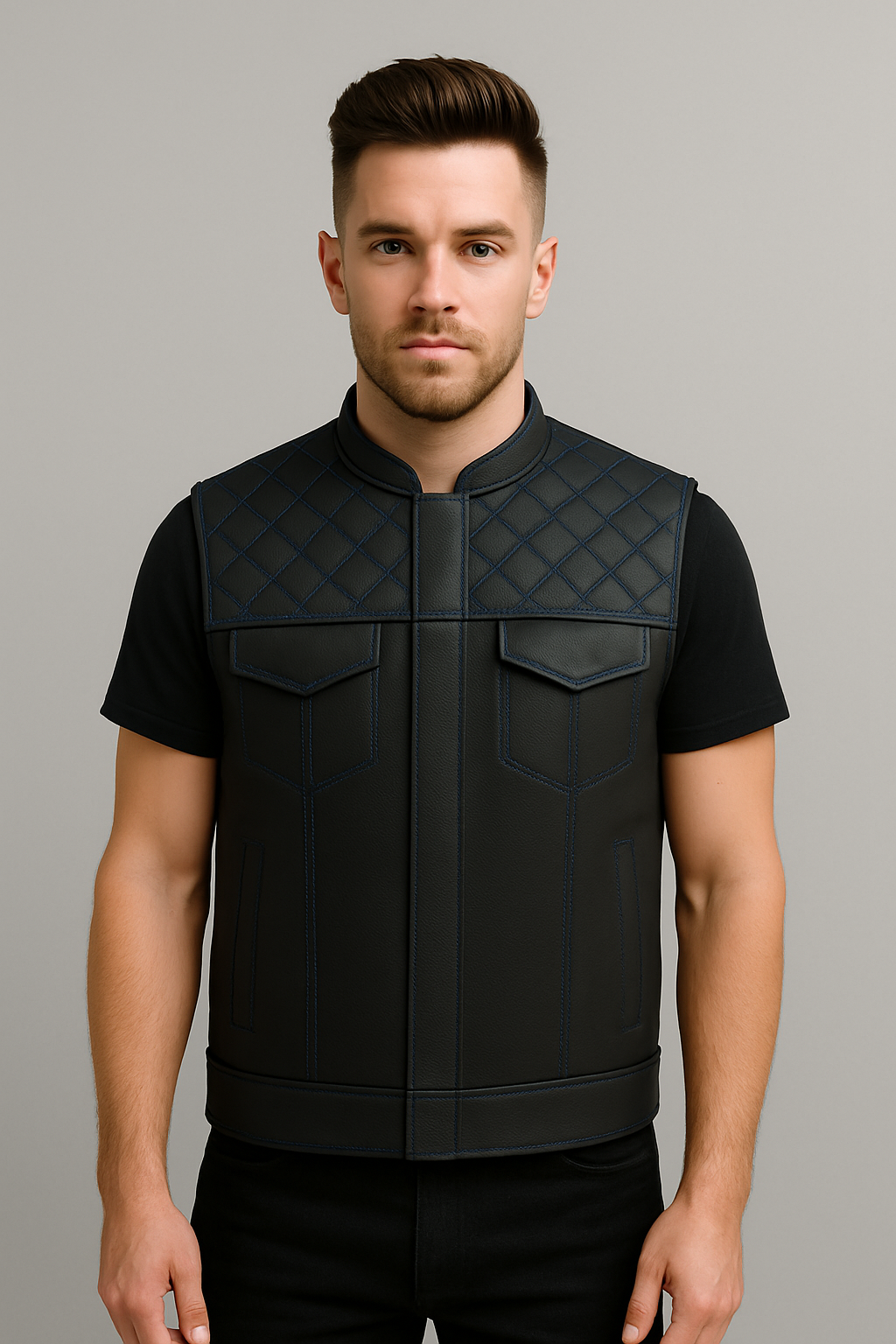 Scarlet Stitch - Men's Club Style Leather Vest