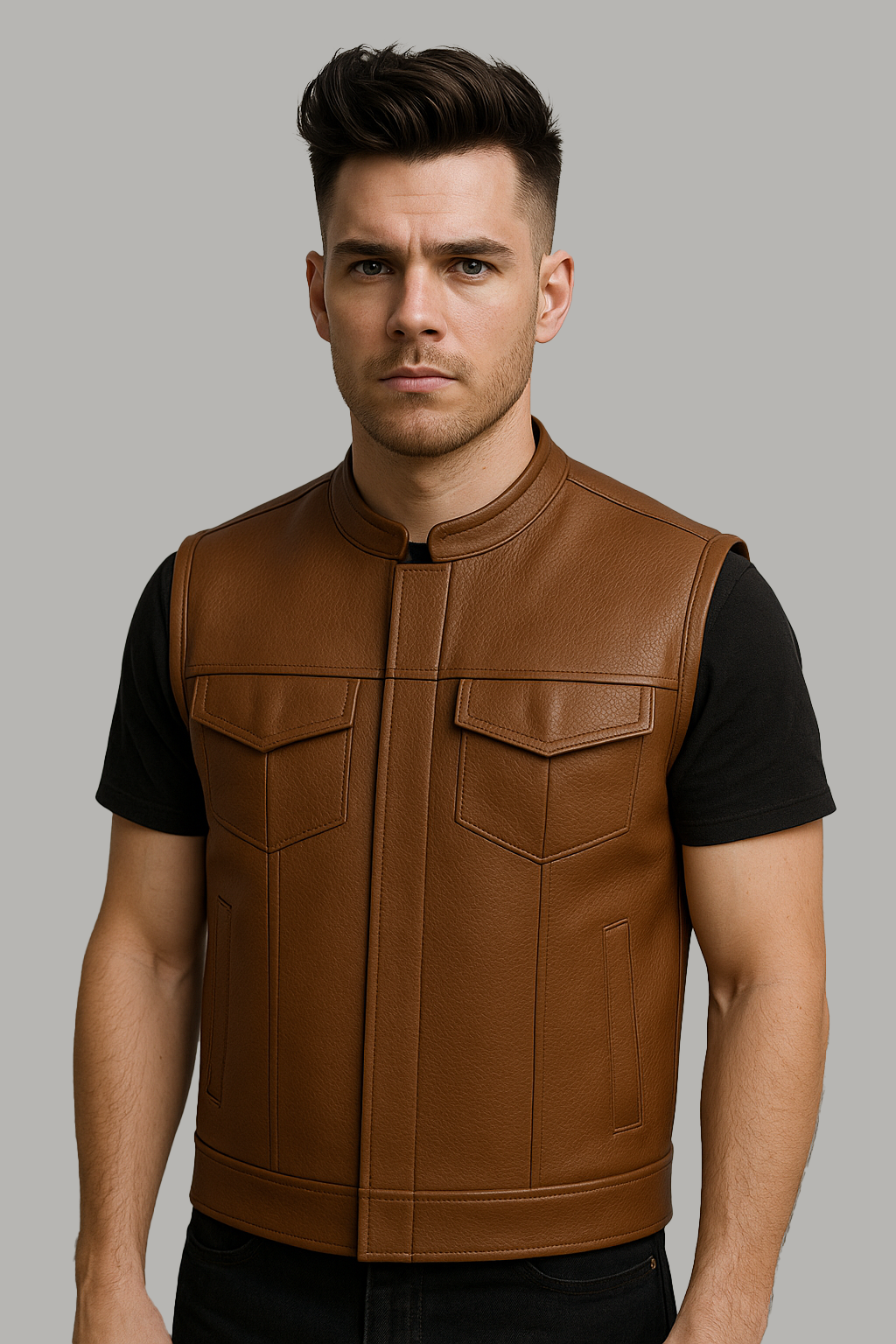 Nightwolf - Men's Motorcycle Perforated Leather Vest
