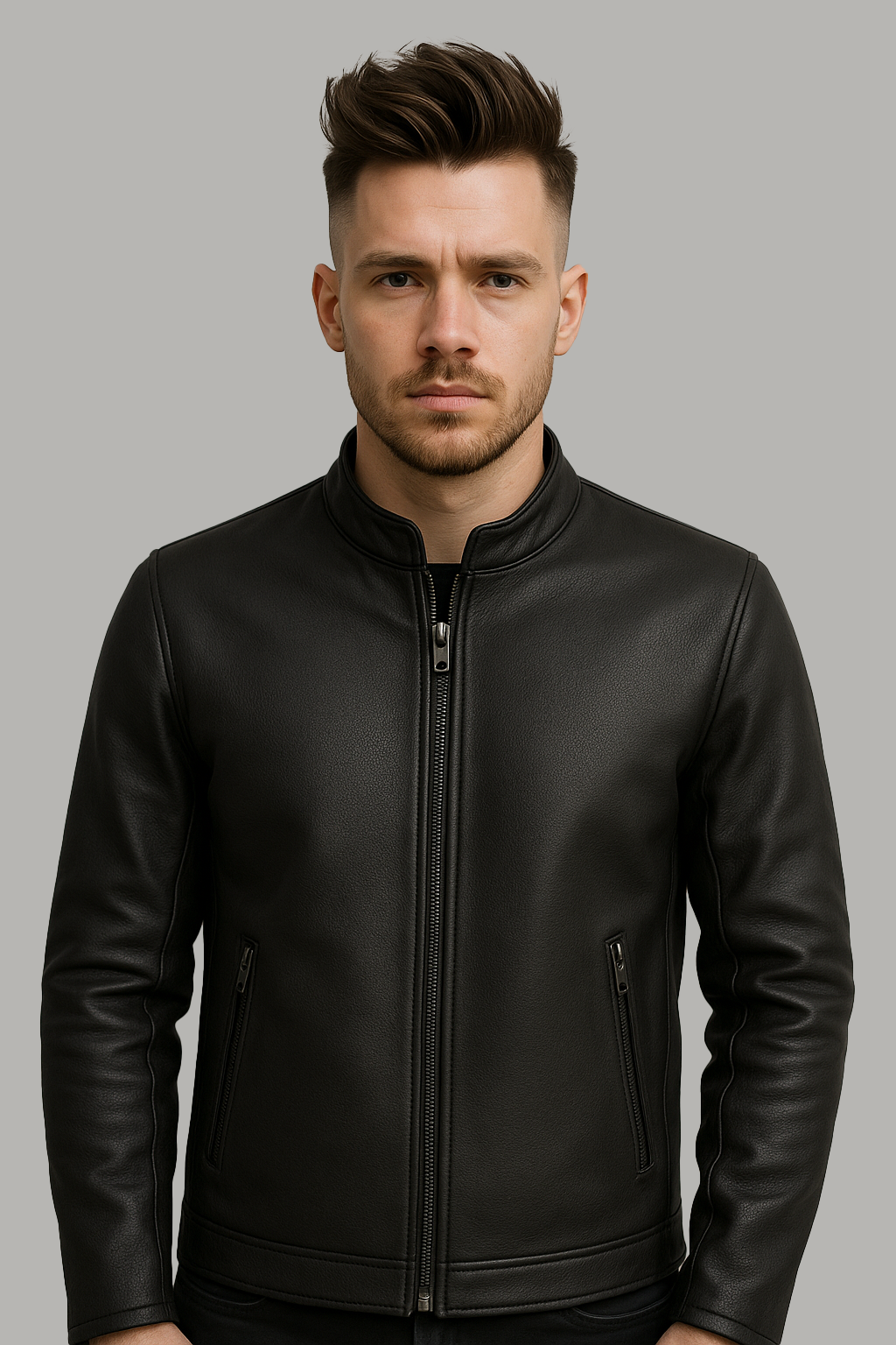 PR-204 Prime Edge – Men's Motorcycle Café Style Leather Jacket