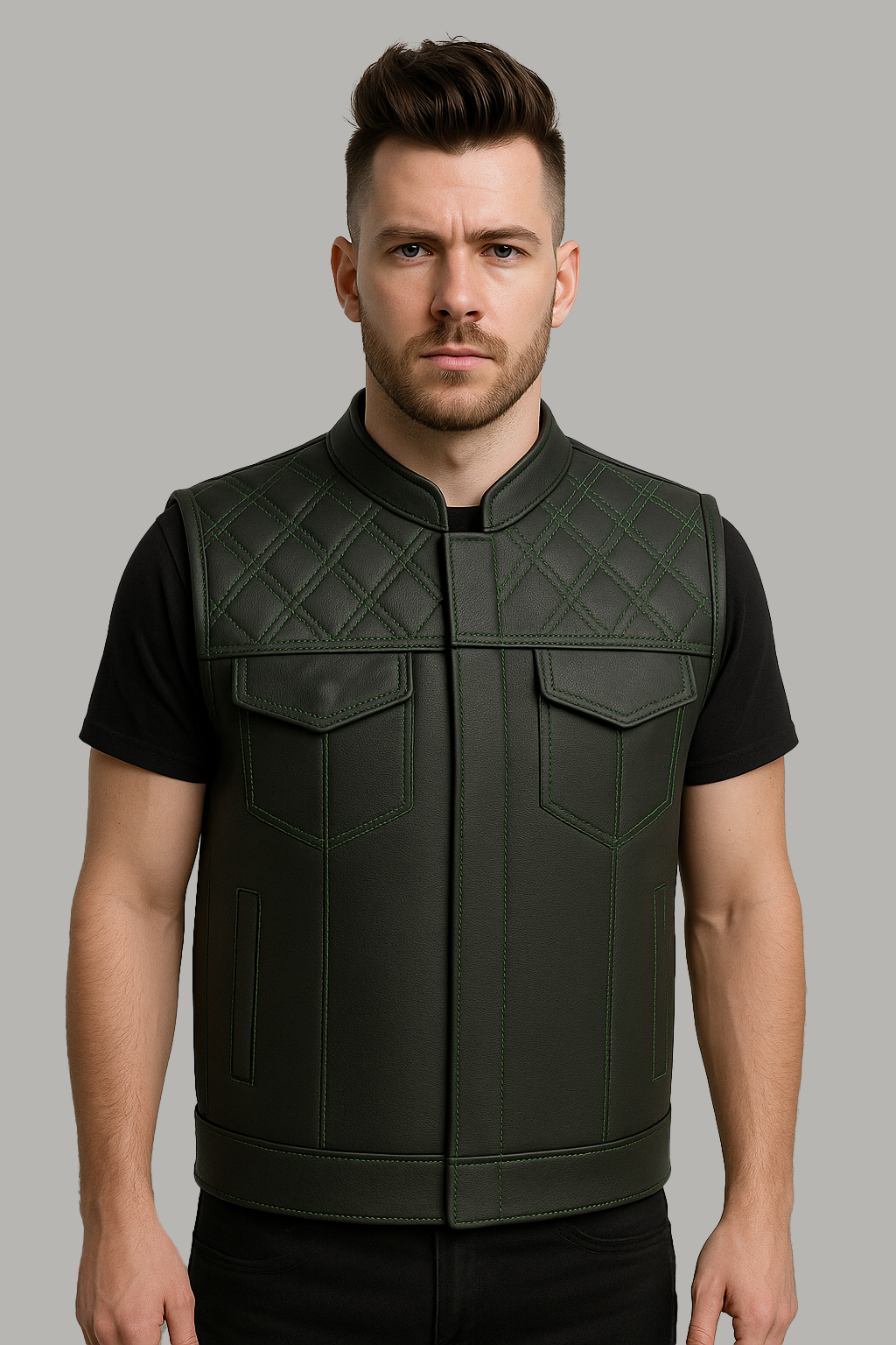 Scarlet Stitch - Men's Club Style Leather Vest