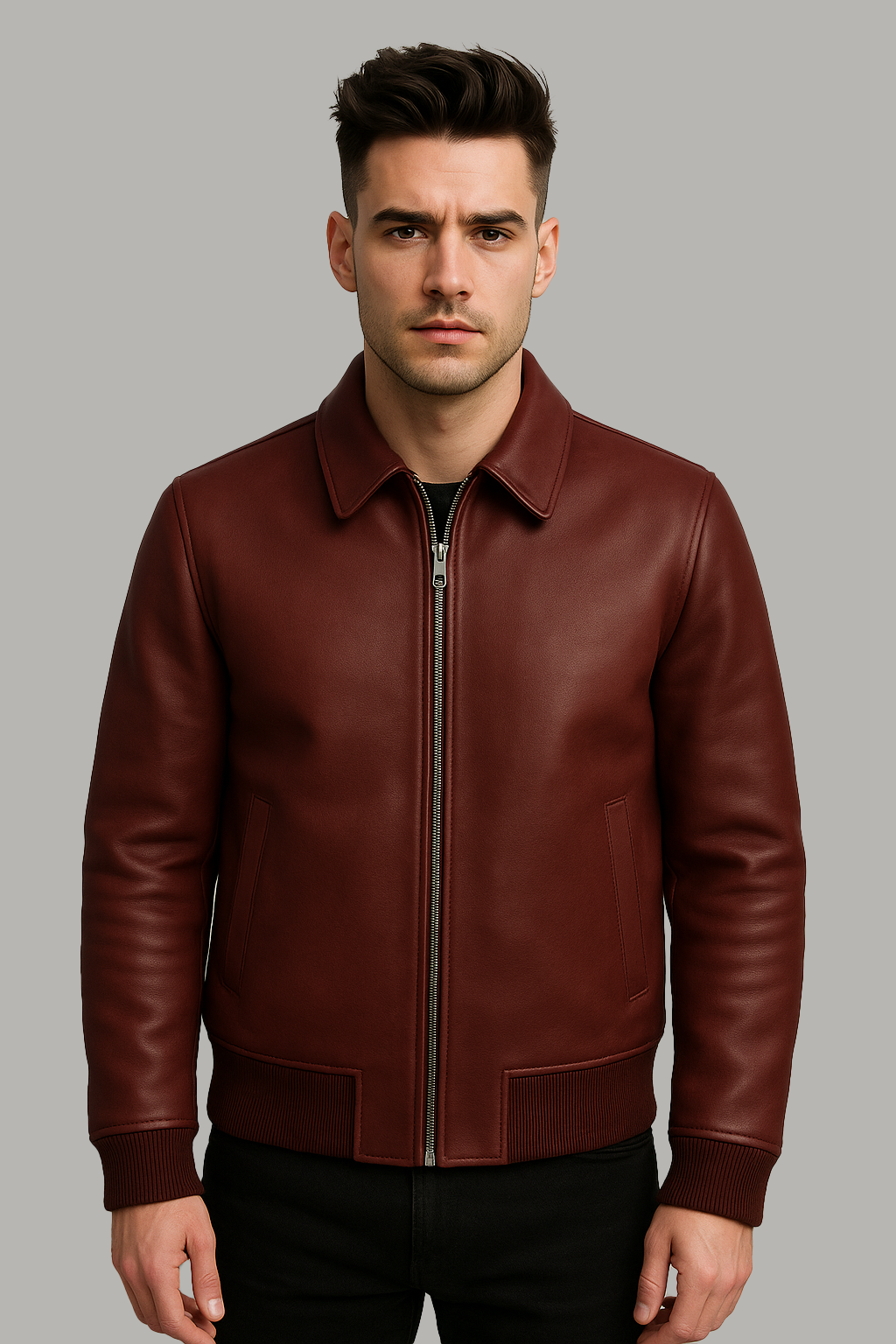 PR-218 The Heritage Bomber Man's Motorcycle Leather Jacket