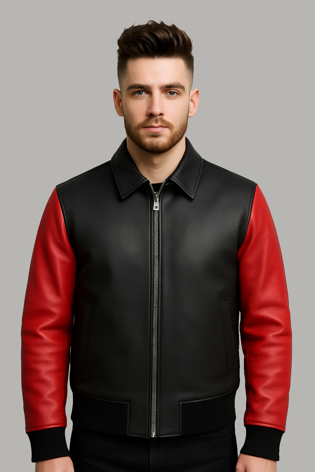PR-219 Blaze Bomber Two Tone Man's Motorcycle Leather Jacket