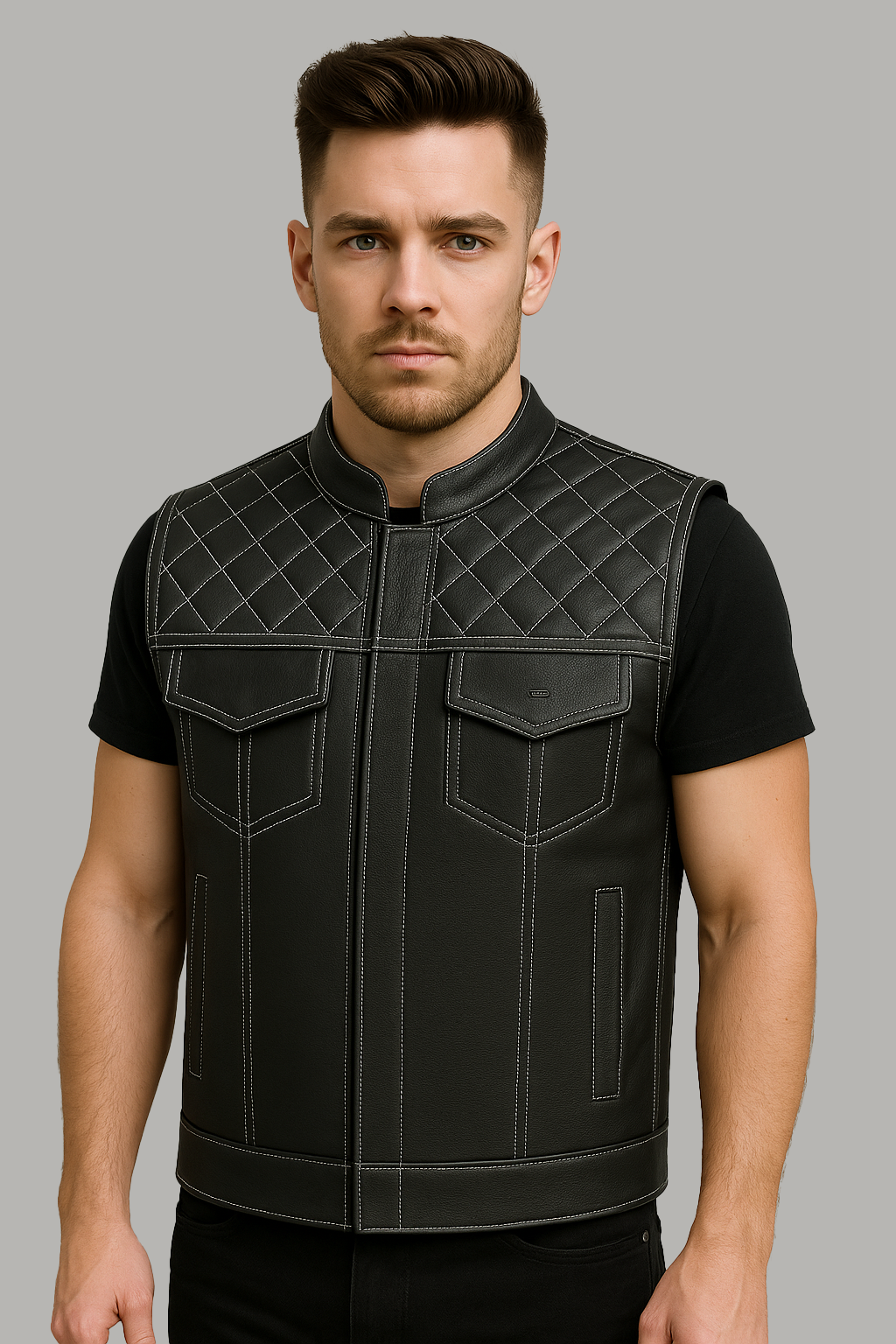 Scarlet Stitch - Men's Club Style Leather Vest