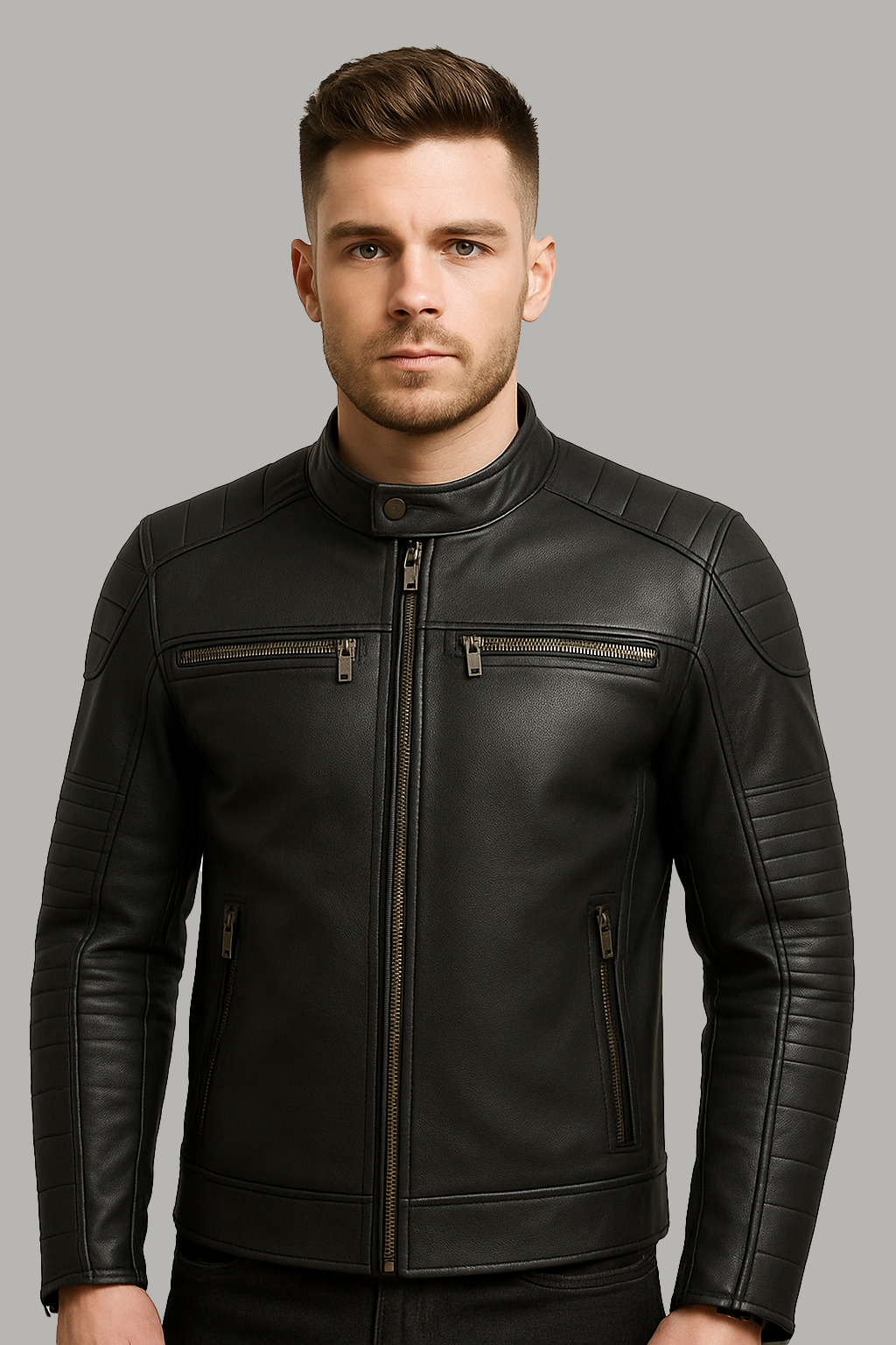 PR-222 Shadow Titan Man's Motorcycle Leather Jacket
