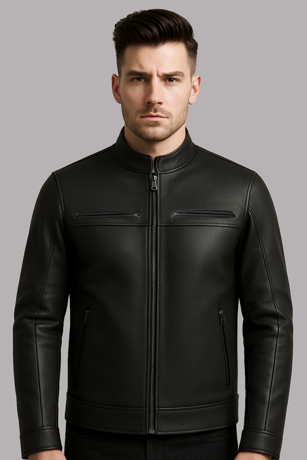 PR-205 Carbon Phantom – Men's Leather Motorcycle Jacket