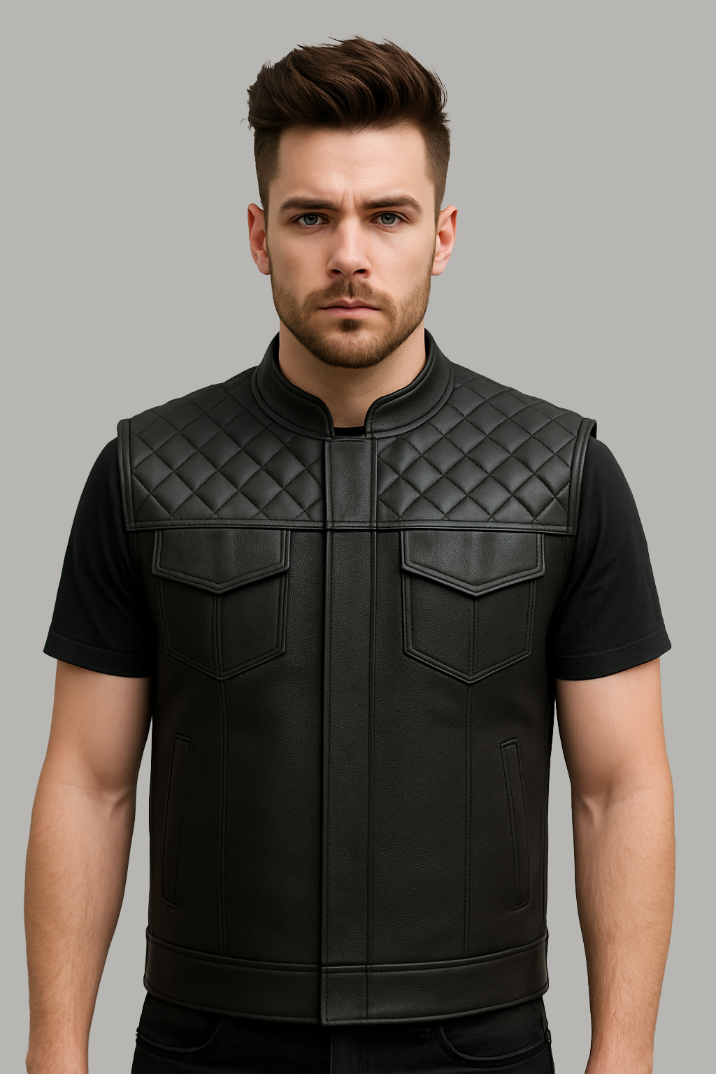 Ravencrest – Men’s Club Style Perforated Leather Vest