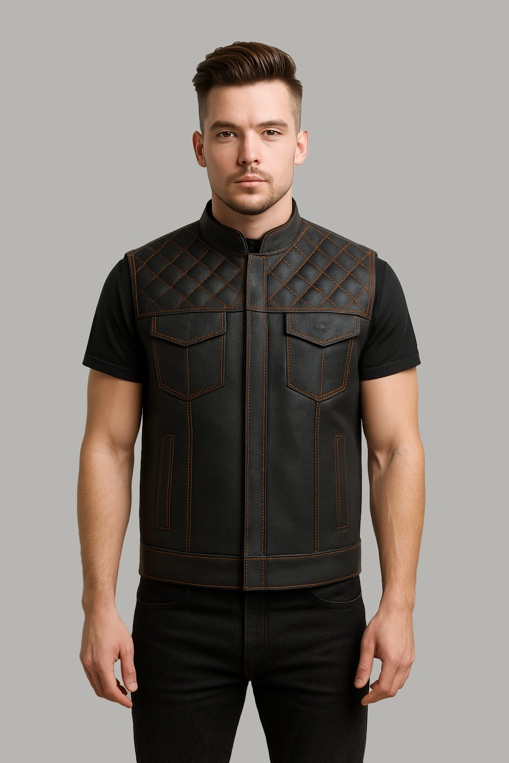 Scarlet Stitch - Men's Club Style Leather Vest