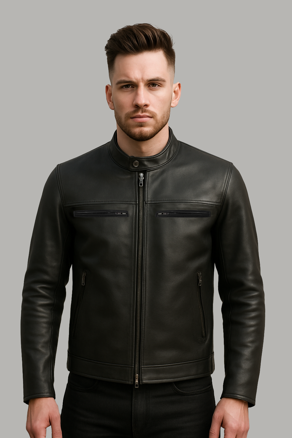 PR-215 Midnight Vault Man's Motorcycle leather jacket