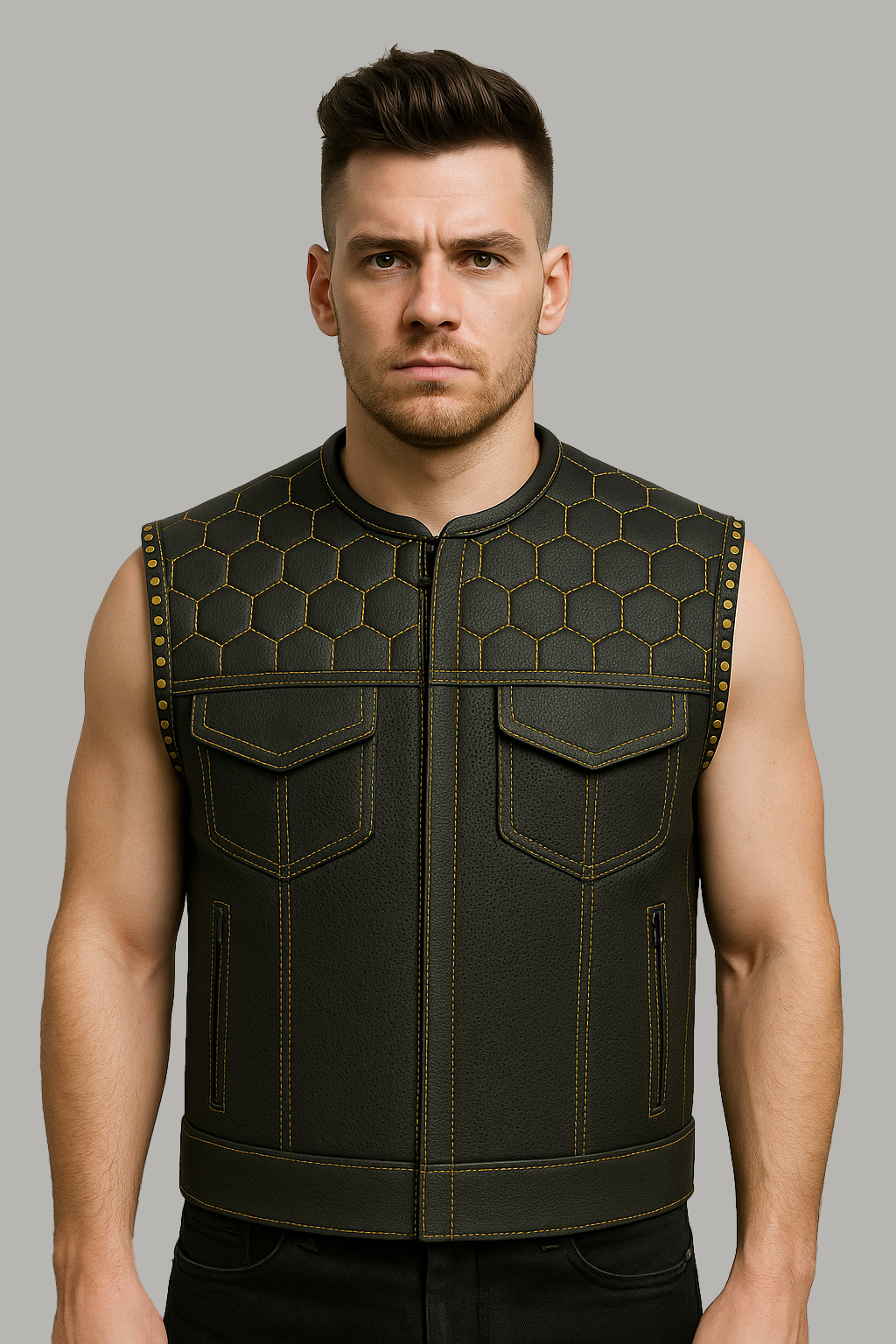 Stingblade - Perforated Men's Club Style Leather Vest