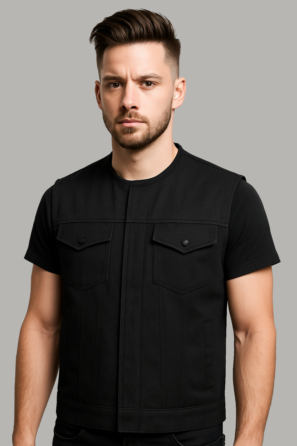PR-306 Midnight Forge – Men's Motorcycle Denim Vest