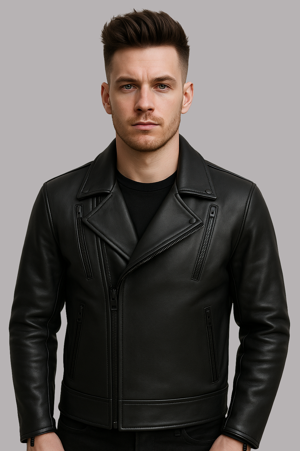 PR-221 Scarlet Steel Man's Motorcycle Leather Jacket