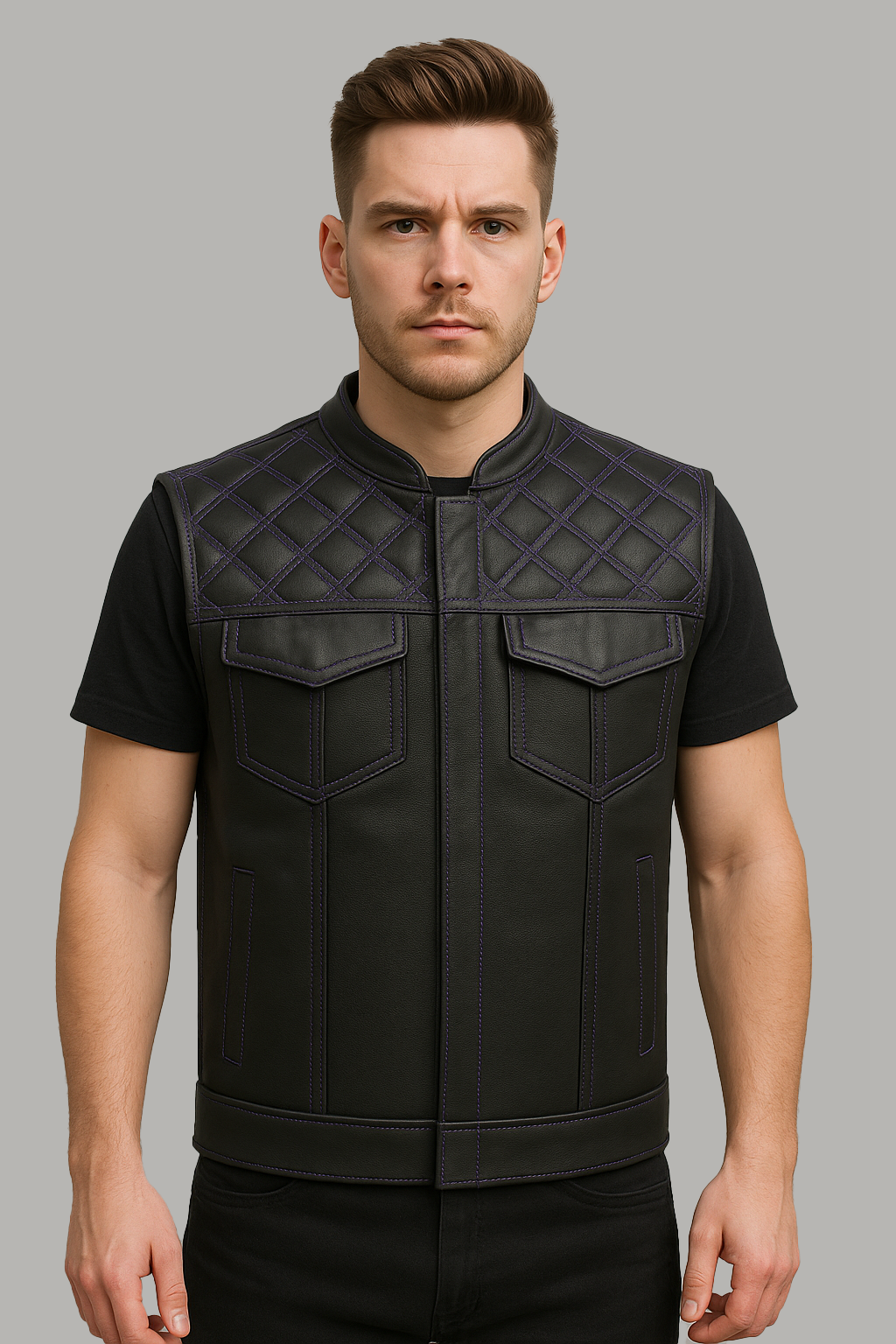 Scarlet Stitch - Men's Club Style Leather Vest