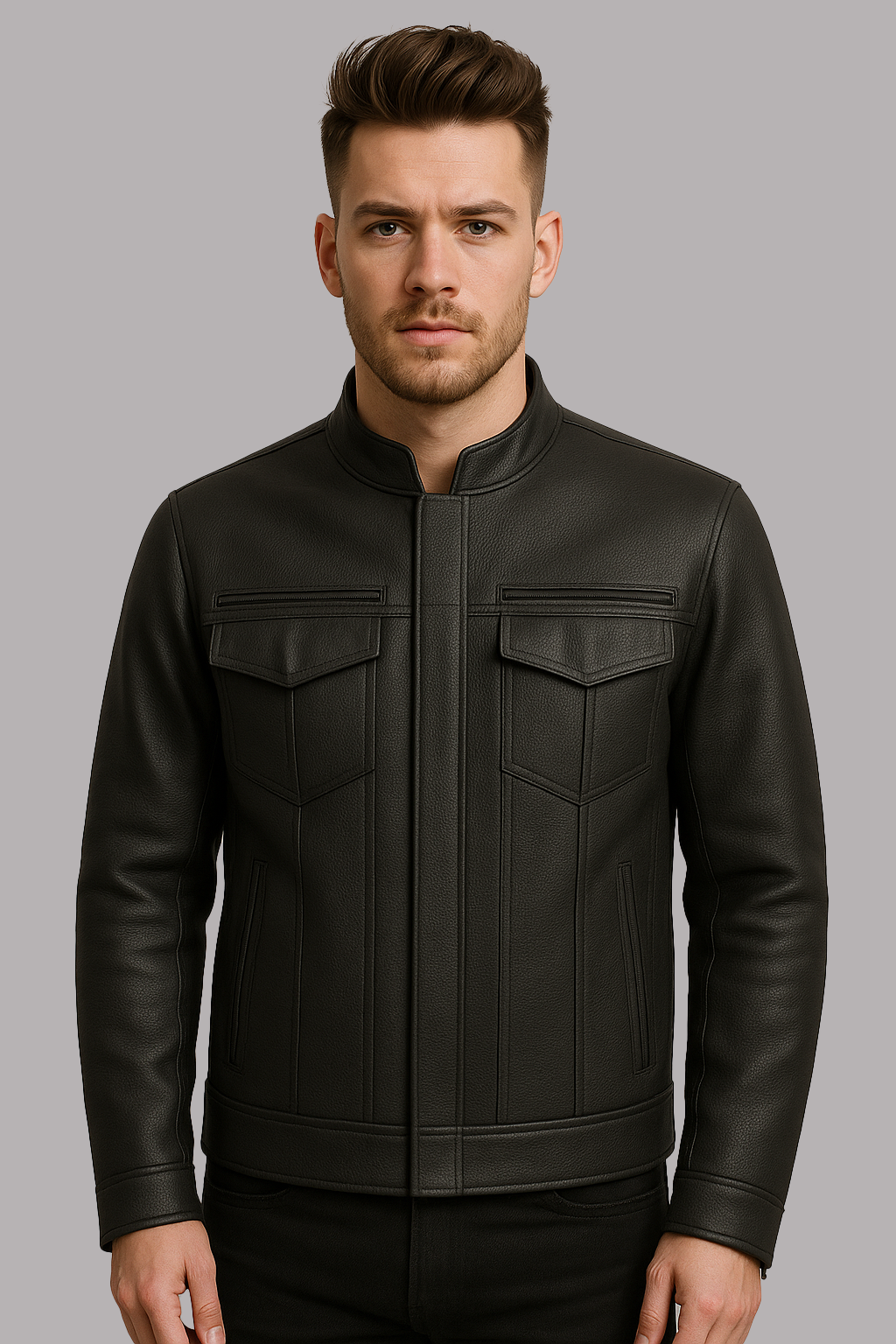 PR-225 Stealth Commander Man's Motorcycle Leather Jacket