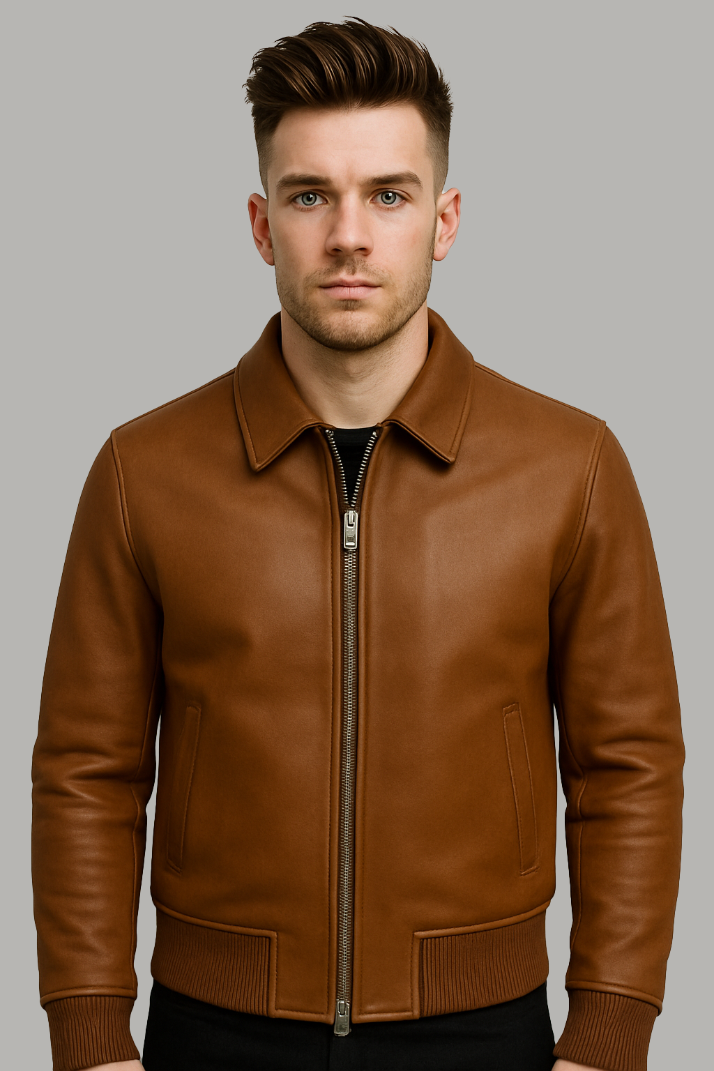 PR-218 The Heritage Bomber Man's Motorcycle Leather Jacket