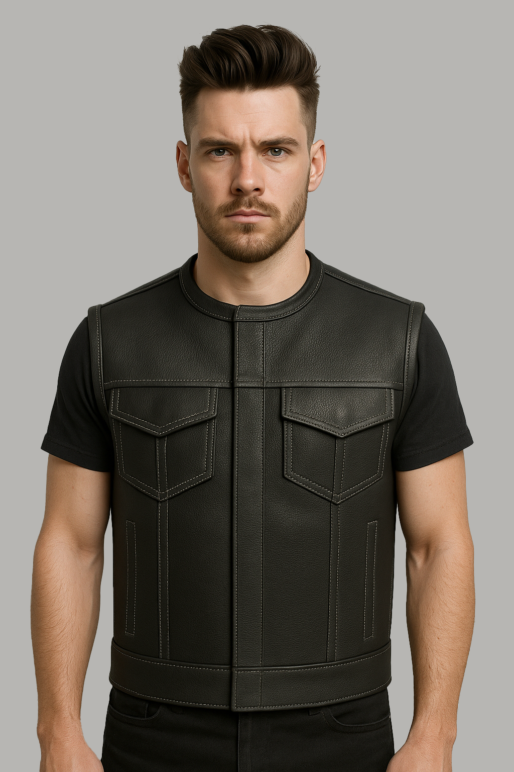 Nightwolf - Men's Motorcycle Perforated Leather Vest
